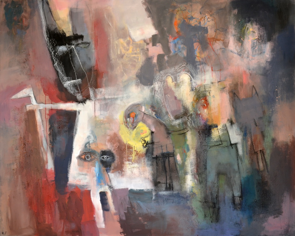 Istvan Kiss: „Unser gemeinsames Kostüm” (Mischtechnik auf Leinwand, 120X150)