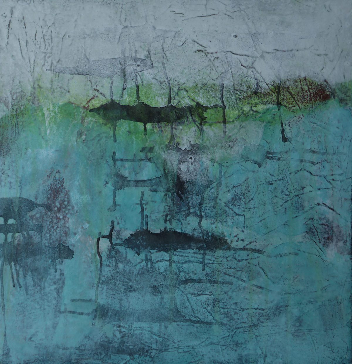 Hanne Unger-Heilmann: o.T. (2019) Gestein und Pigmente auf Leinwand