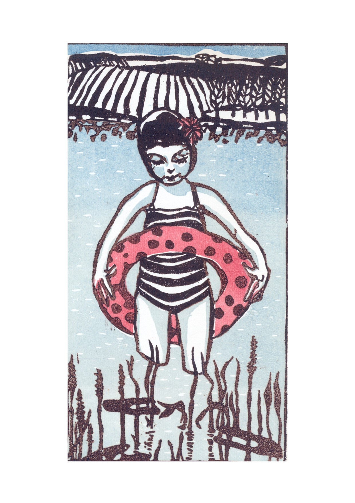 Eva Baumgartl: FFF-Frida For Future Linolschnitt