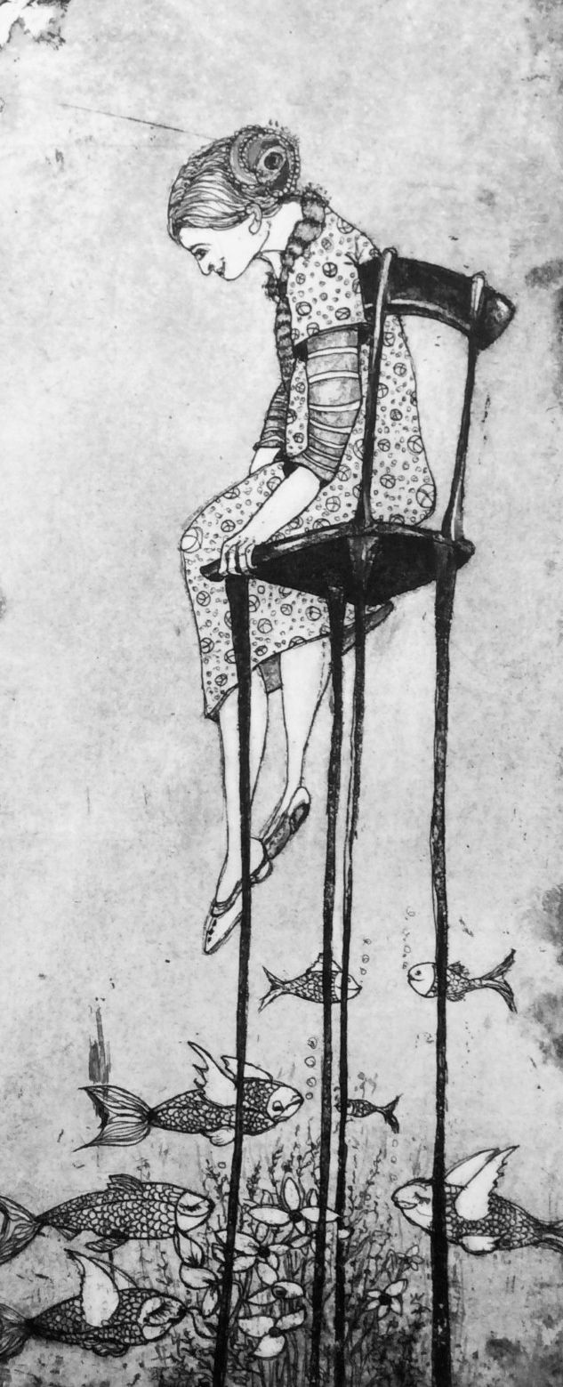 Eva Baumgartl: Stuhl mit Aussicht, Aquatinta