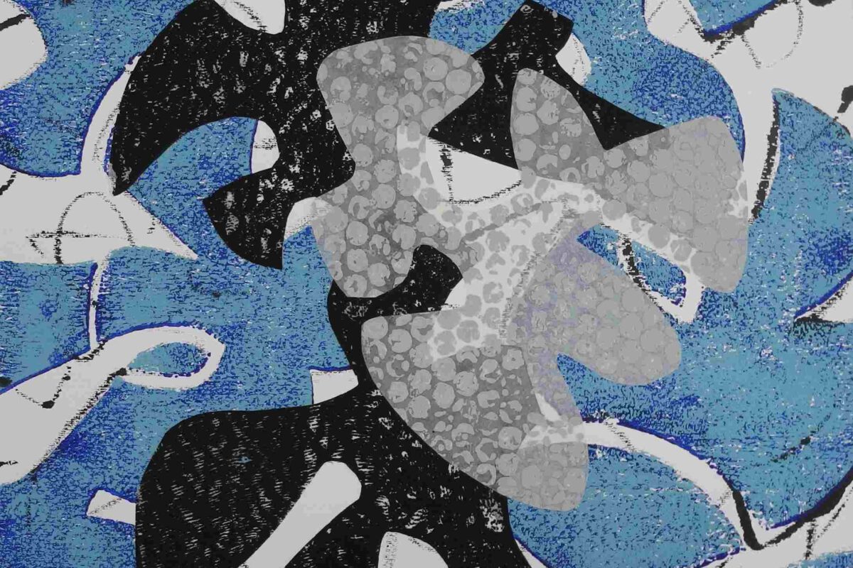 Hannelore Buchner: Druck_Tanz_blau