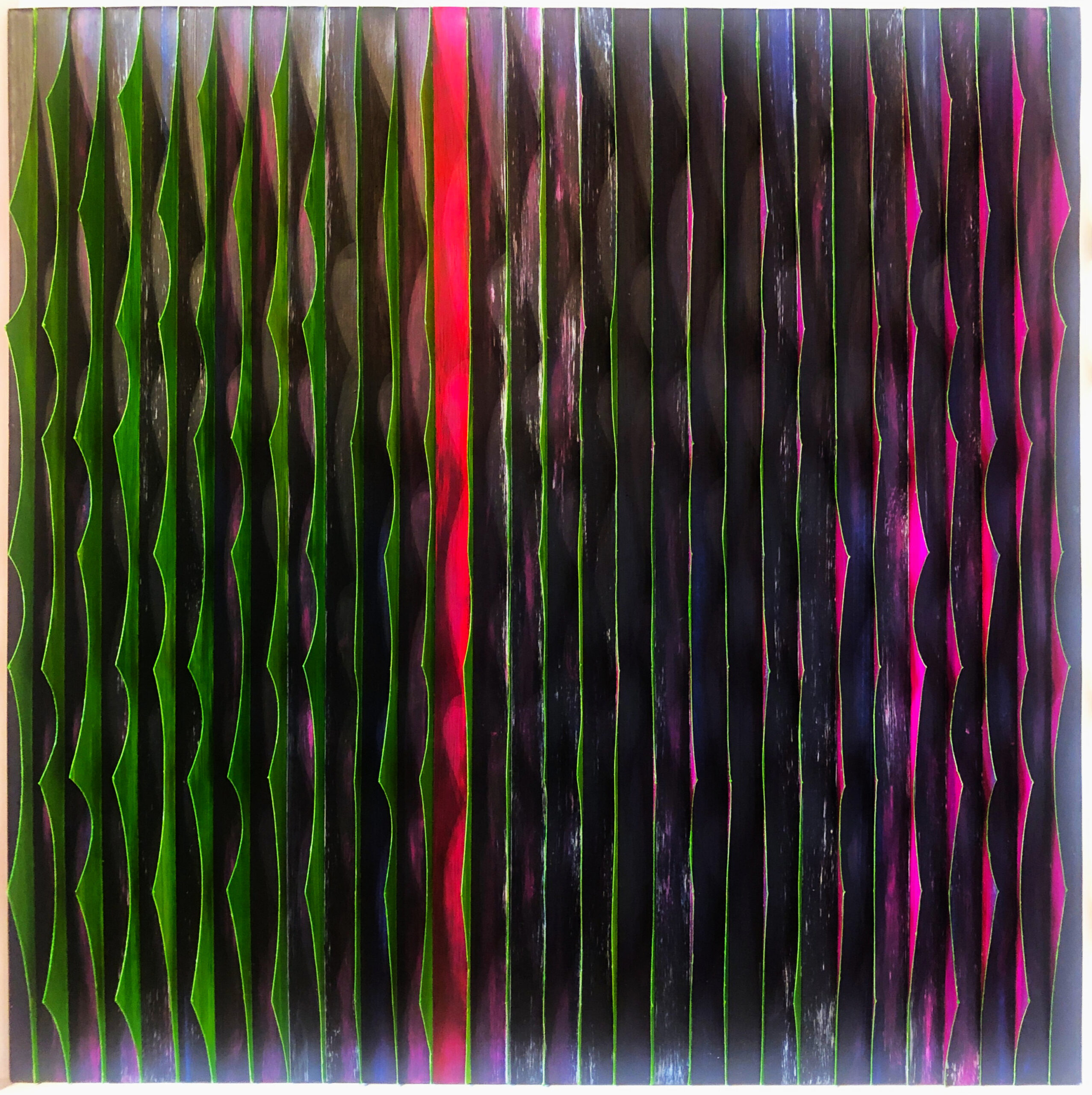 Carola Weber-Schlak: Ansichtssache 4 Grün-Pink auf Blau