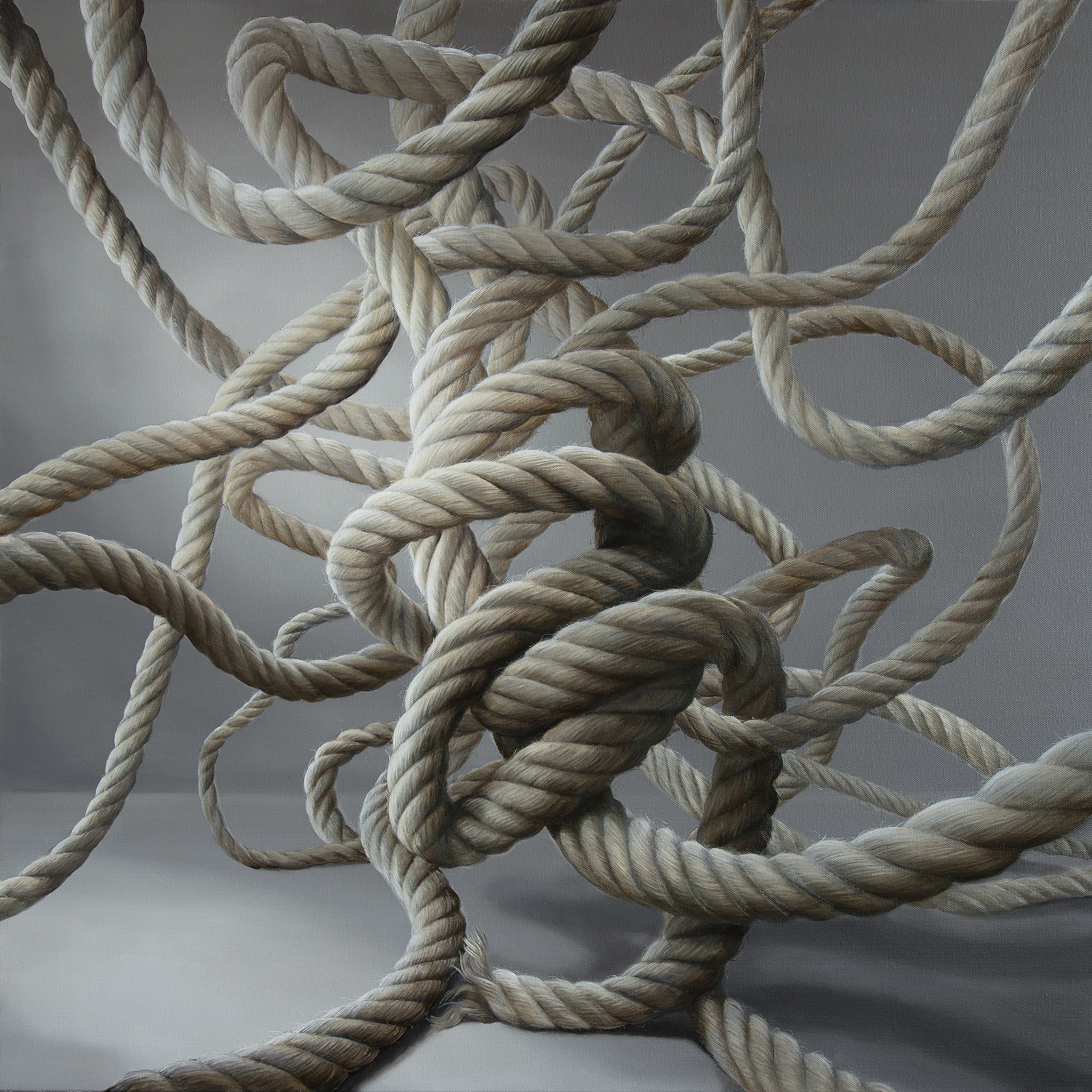 Ulrike Hüppeler: Knoten_geloest_80x80_Oel-auf-Leinwand